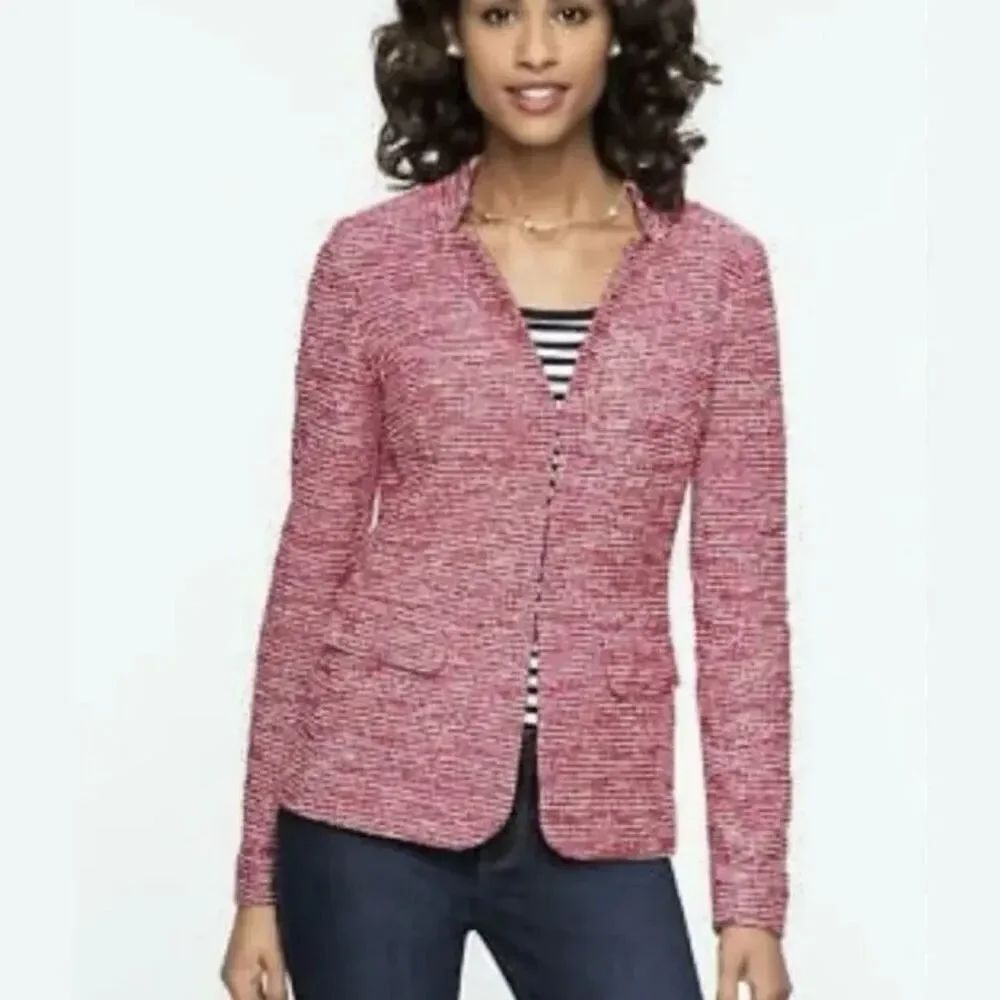 Talbots Red Tweed Notch Neck Collar Blazer Jacket size 6